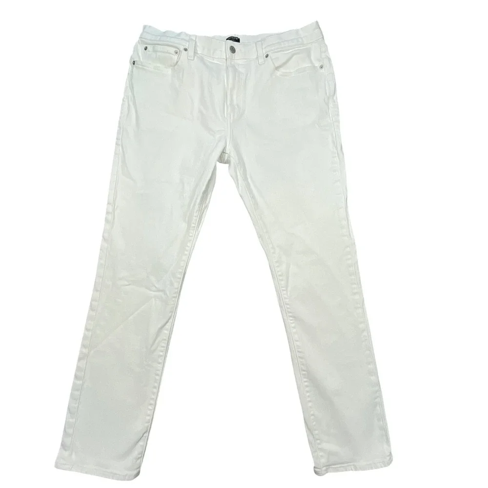 J.Crew White Flex Slim Fit Denim Jeans Mens 36x32 Stretch Preppy
